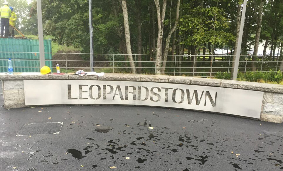 A Steel Fascia Sign displayed at the Leopardstown Racecourse