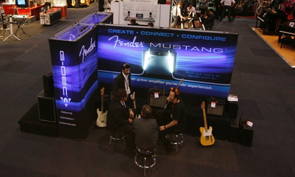 Triga Display Systems used to create a custom stand for fender at a trade show