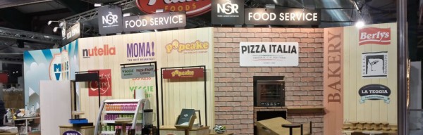 Exhibitions display at a trade show for different food brands
