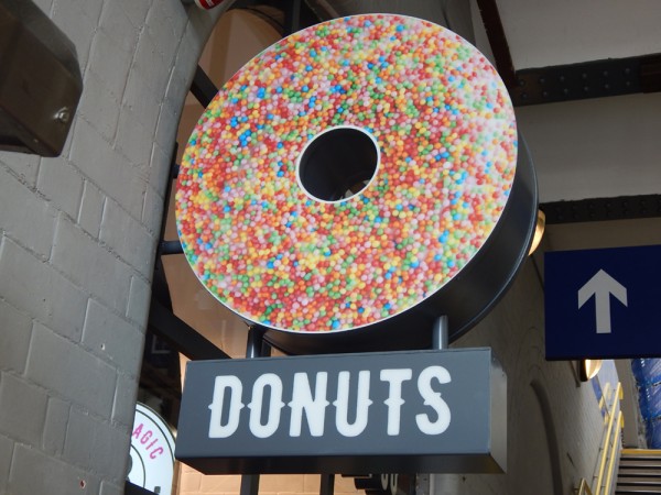 External signage offbeat donuts full circular donut sign